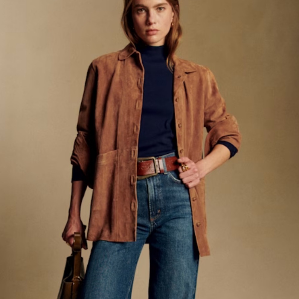 Sezane Will Jacket Camel Suede
